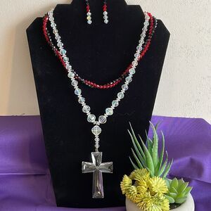NECKLACE & EARRINGS SET | Religious | Statement | Crystal beads | Handmade